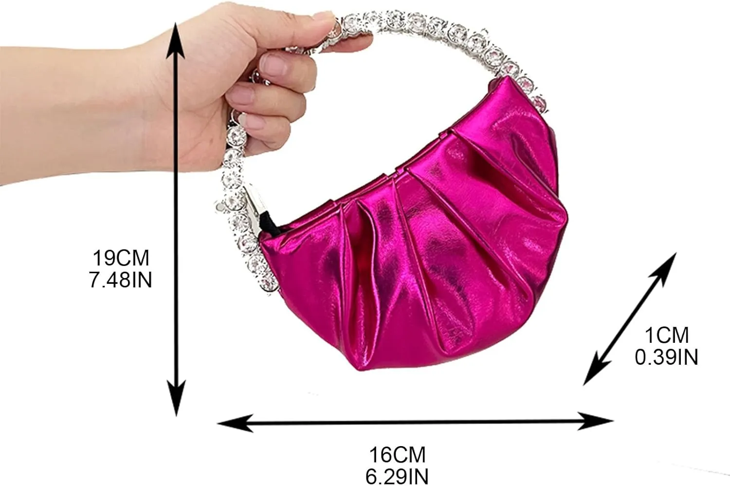 Stylish Women Handbag Evening Party Bridal Clutch Bag with for Rhinestone Handle Girls Prom Wedding Wallet Purse