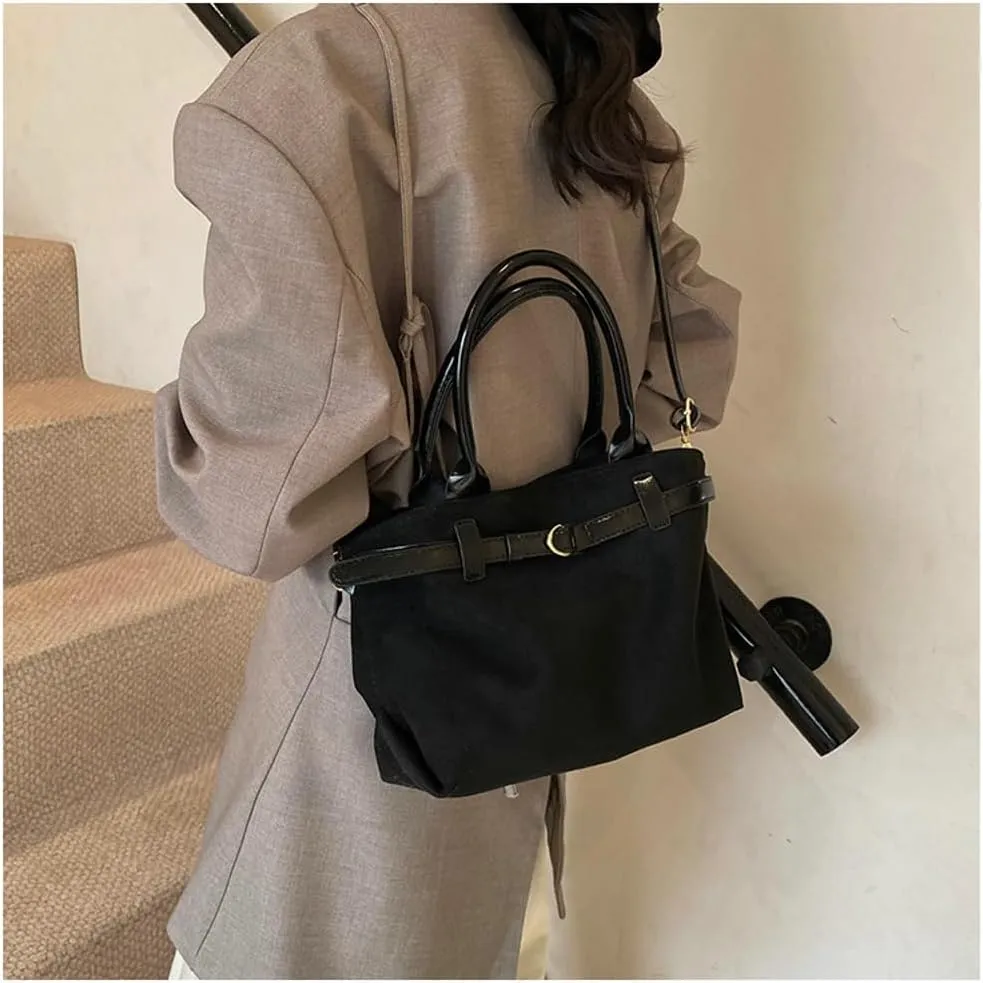 Suede Bags for Women Suede Tote Bag Retro Shoulder Bag Crossbody Purse Y2K Satchels Work Purses Top Handle Bag