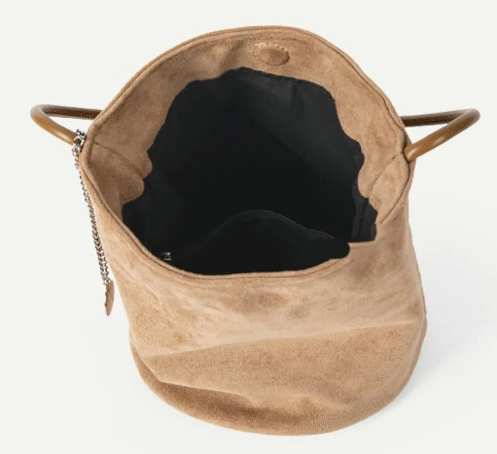 Suede Bucket Bag Shoulder Underarm Bag for Women Suede Satchels Handbag Crossbody Bag Slouchy Shoulder Bag Tote Purse