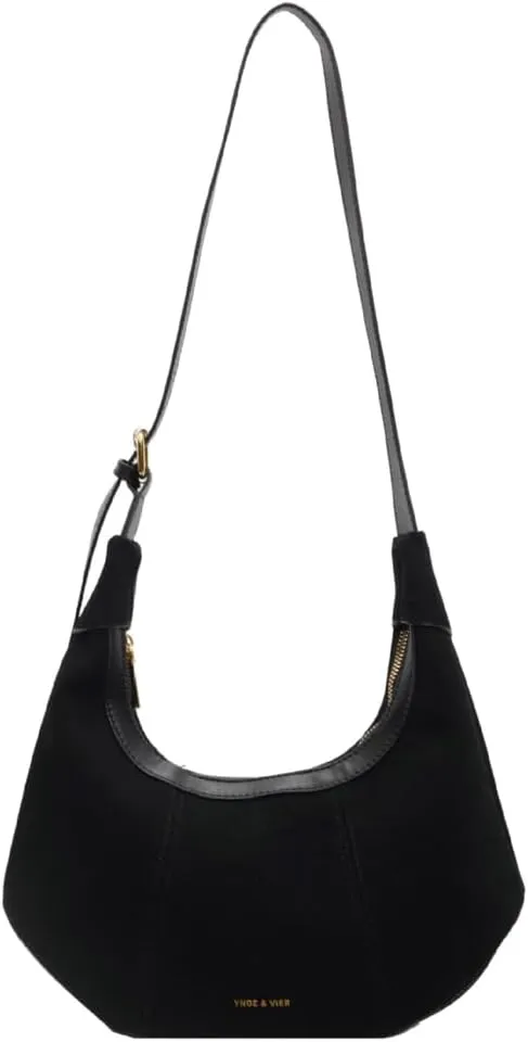 Suede Purse Handbag for Women Casual Crescent Satchels Shoulder Bag Crossbody Purse Top-handle Tote Party Shopping
