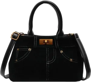 Suede Satchels Shoulder Bag for Women Retro Suede Tote Bag Purse Crossbody Bag Winter Fall Suede Top-handle Handbag Tote Bag