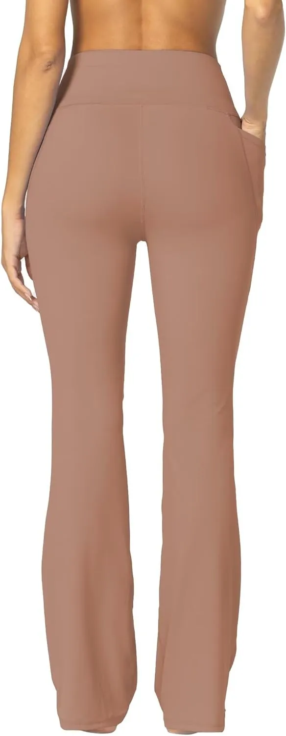 Sunzel Sunzfly Women's Mini Flare Leggings with Pockets High Waisted Tummy Control Yoga Pants Bootcut Workout Gym Casual