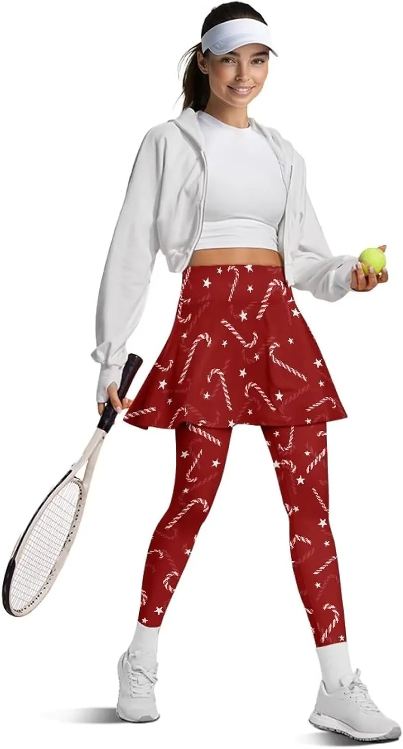 Tennis Skirted Leggings for Women Athletic Skirt with Leggings Yoga Golf Skort High Waisted Workout Pants
