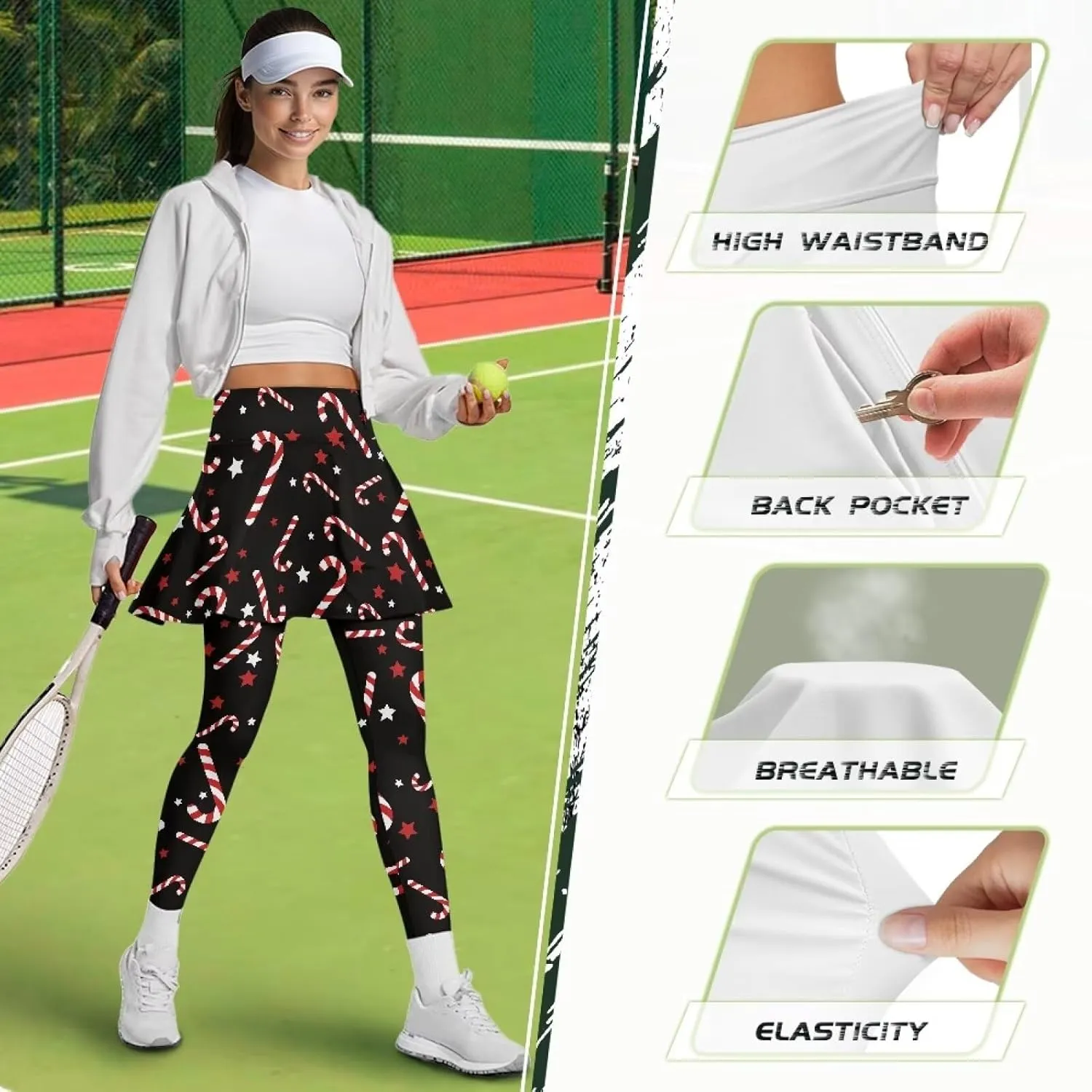 Tennis Skirted Leggings for Women Athletic Skirt with Leggings Yoga Golf Skort High Waisted Workout Pants