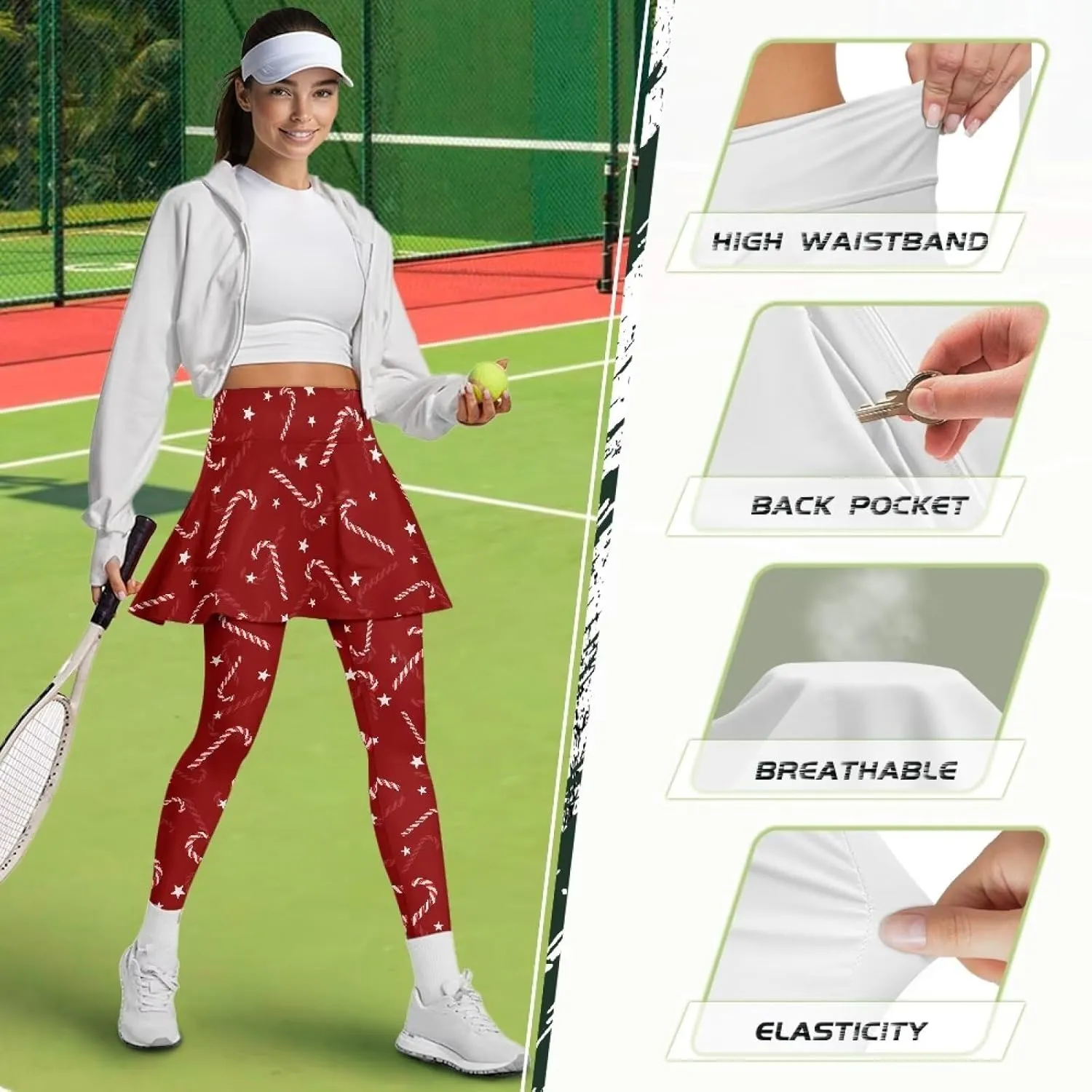 Tennis Skirted Leggings for Women Athletic Skirt with Leggings Yoga Golf Skort High Waisted Workout Pants
