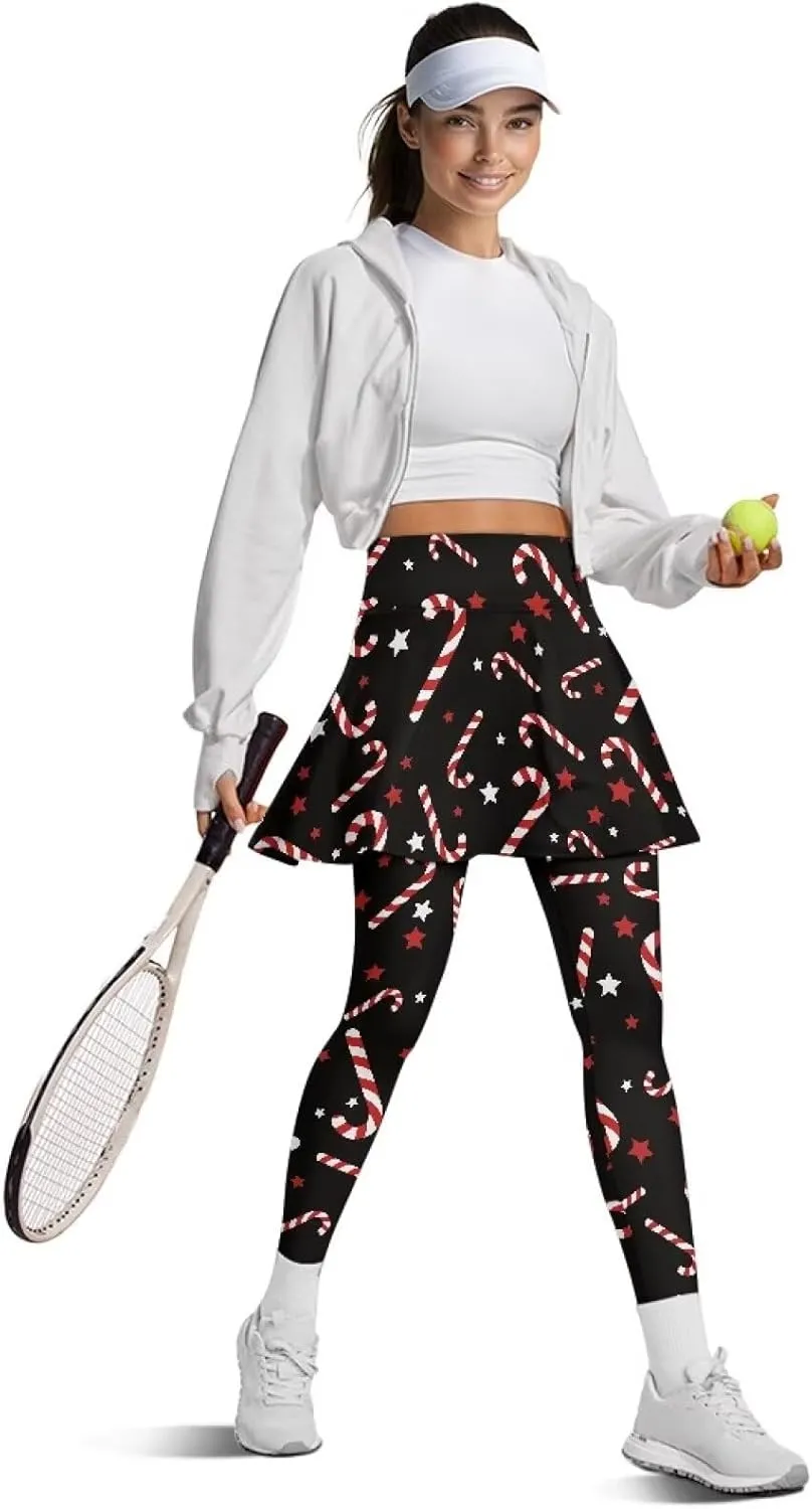 Tennis Skirted Leggings for Women Athletic Skirt with Leggings Yoga Golf Skort High Waisted Workout Pants