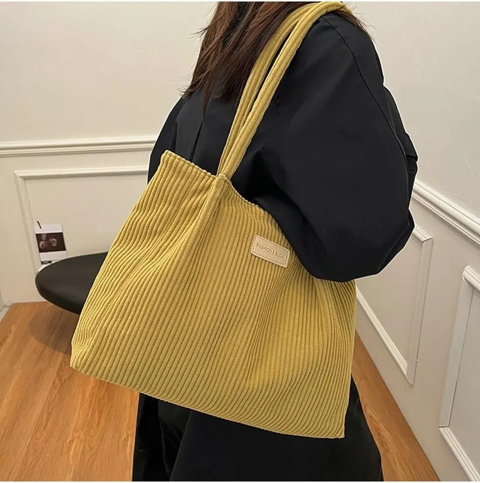 Trendy Corduroy Hobo Bags Women Crescent Crossbody Purse Slouchy Satchels Shoulder Bag Top-handle Travel Tote Handbag
