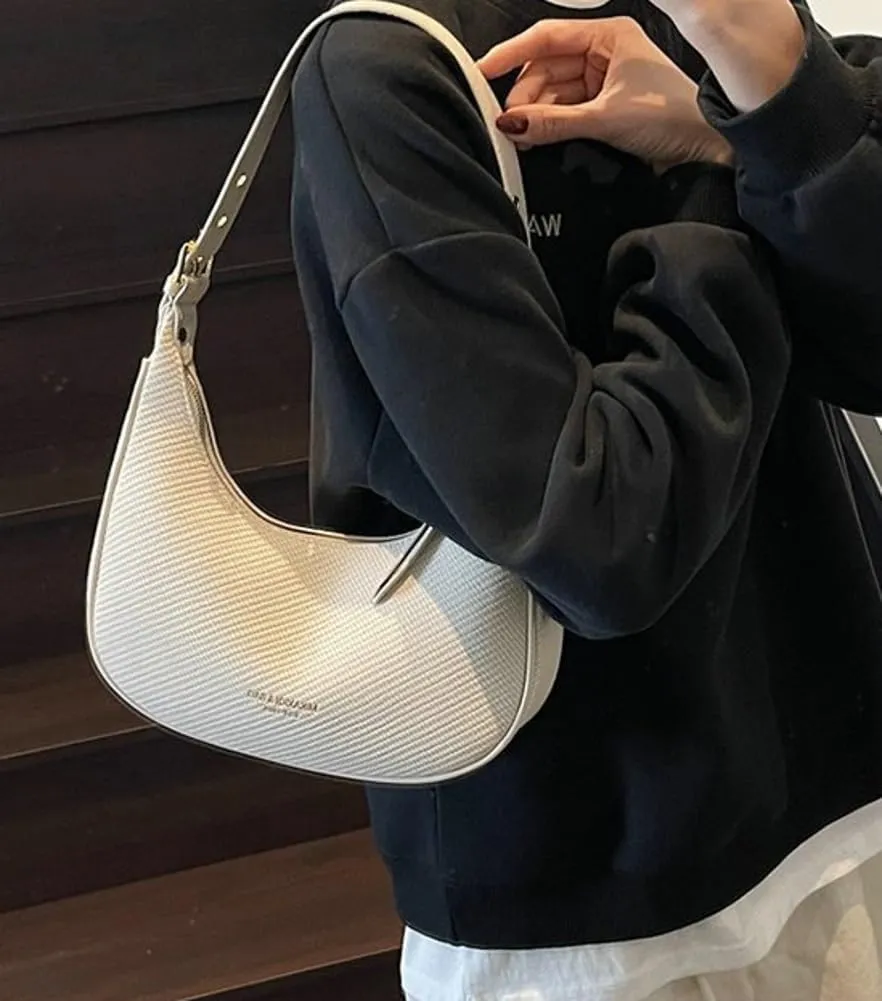 Trendy Crescent Shoulder Bag for Women Y2k Vegan Leather Tote Purses Small Handbags Ladies Dumpling Satchels