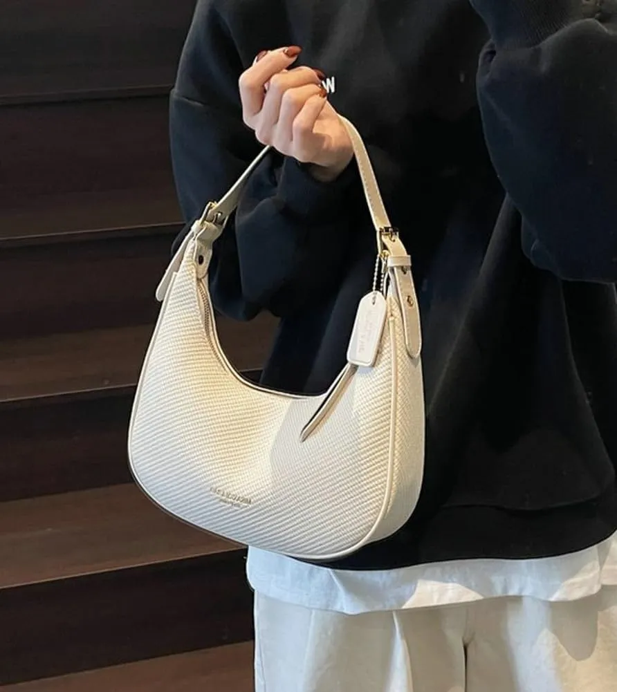 Trendy Crescent Shoulder Bag for Women Y2k Vegan Leather Tote Purses Small Handbags Ladies Dumpling Satchels