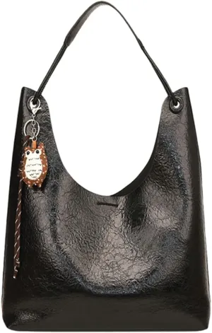 Trendy Leather Bucket Tote Bag for Women Retro Shoulder Bag Top Handle Purse Work Commuter Handbag Large Capacity 2 Pcs