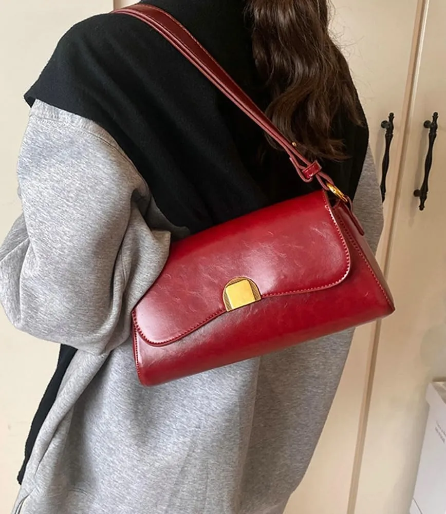Trendy Shoulder Crossbody Bag for Women Y2k Vegan Leather Tote Purses Small Handbags Ladies Underarm Satchels