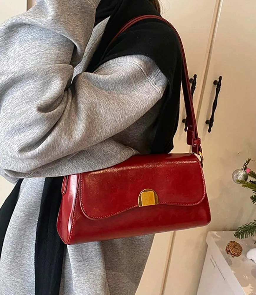 Trendy Shoulder Crossbody Bag for Women Y2k Vegan Leather Tote Purses Small Handbags Ladies Underarm Satchels