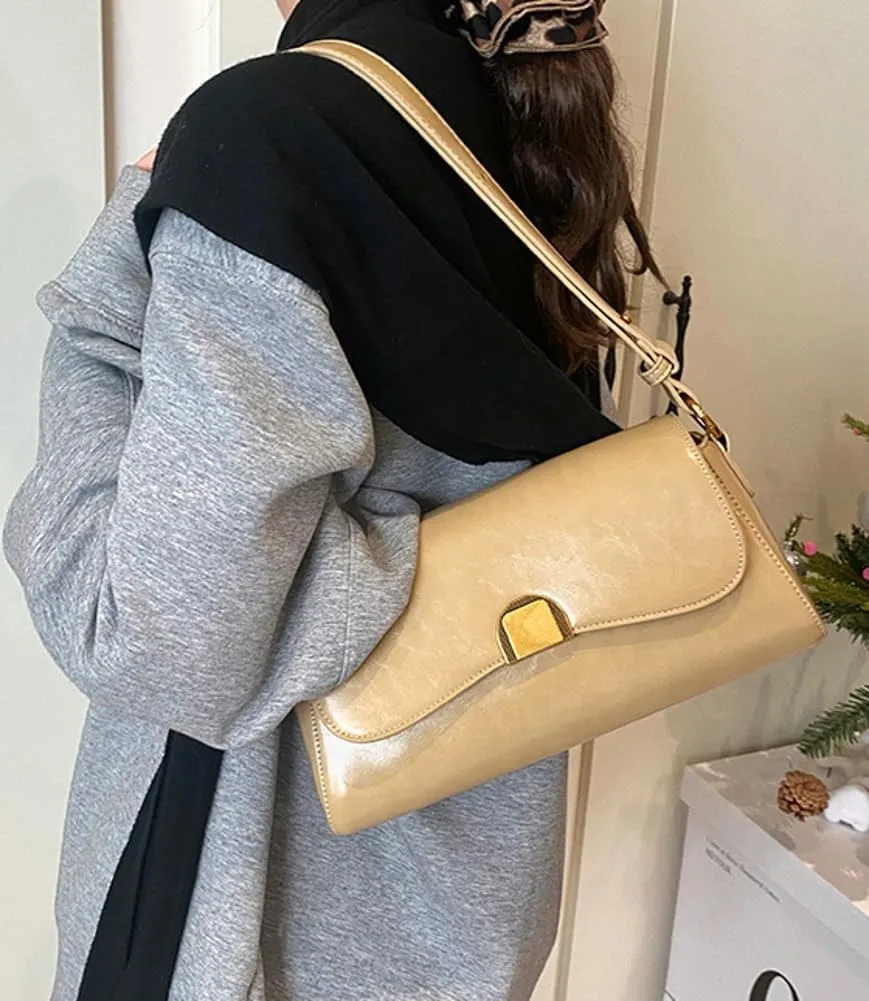 Trendy Shoulder Crossbody Bag for Women Y2k Vegan Leather Tote Purses Small Handbags Ladies Underarm Satchels