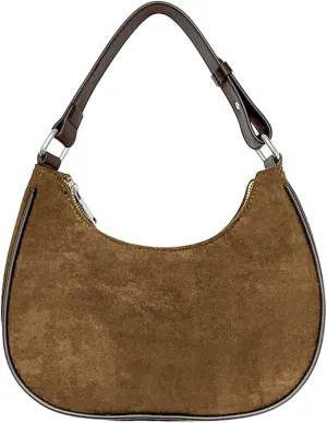 Trendy Suede Crescent Underarm Single Shoulder Bag Women Slouchy Satchels Crossbody Purse Top-handle Travel Tote Handbag