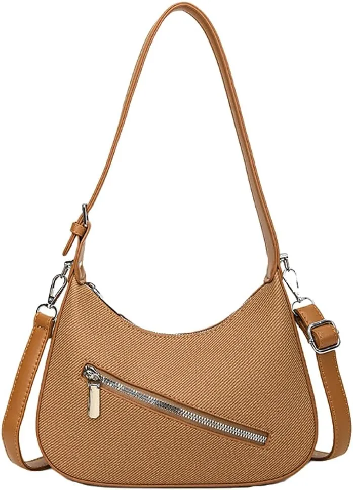 Trendy Vegan Leather Crossbody Shoulder Bags for Women Small Dumpling Tote Purse Y2k Zipper Handbags Satchels