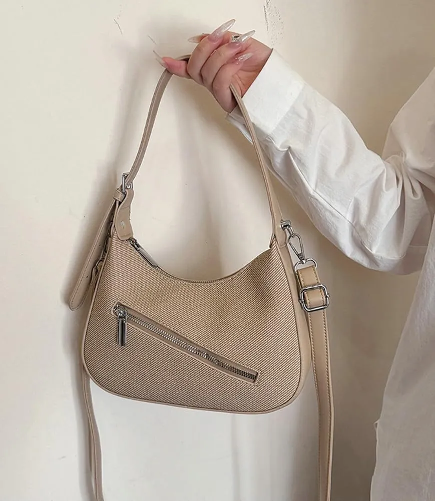 Trendy Vegan Leather Crossbody Shoulder Bags for Women Small Dumpling Tote Purse Y2k Zipper Handbags Satchels