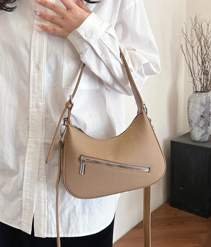 Trendy Vegan Leather Crossbody Shoulder Bags for Women Small Dumpling Tote Purse Y2k Zipper Handbags Satchels