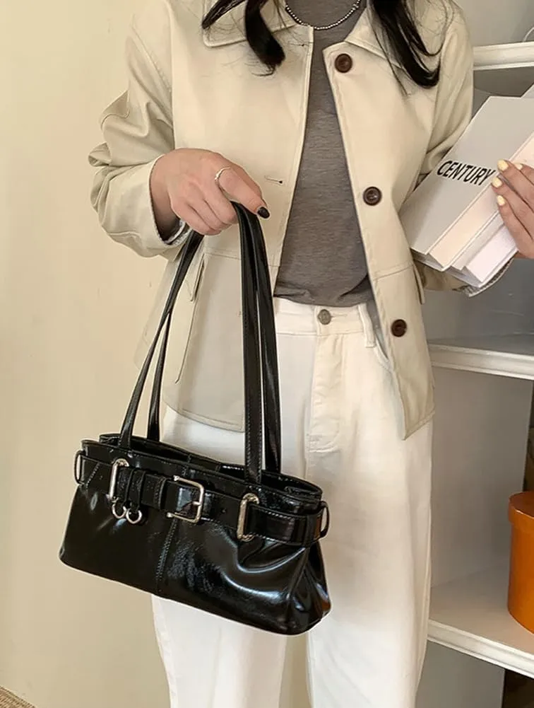 Trendy Vegan Leather Shoulder Bag for Women Large Y2k Tote Purses Top Handle Handbags Underarm Satchels 2025