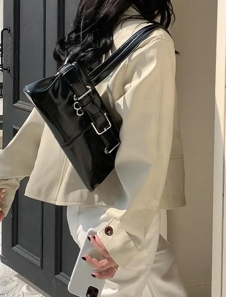 Trendy Vegan Leather Shoulder Bag for Women Large Y2k Tote Purses Top Handle Handbags Underarm Satchels 2025