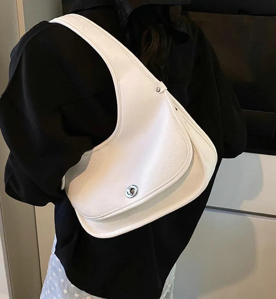 Trendy Vegan Leather Shoulder Bags for Women Small Y2k Tote Purse Handbags Designer Underarm Satchels 2025