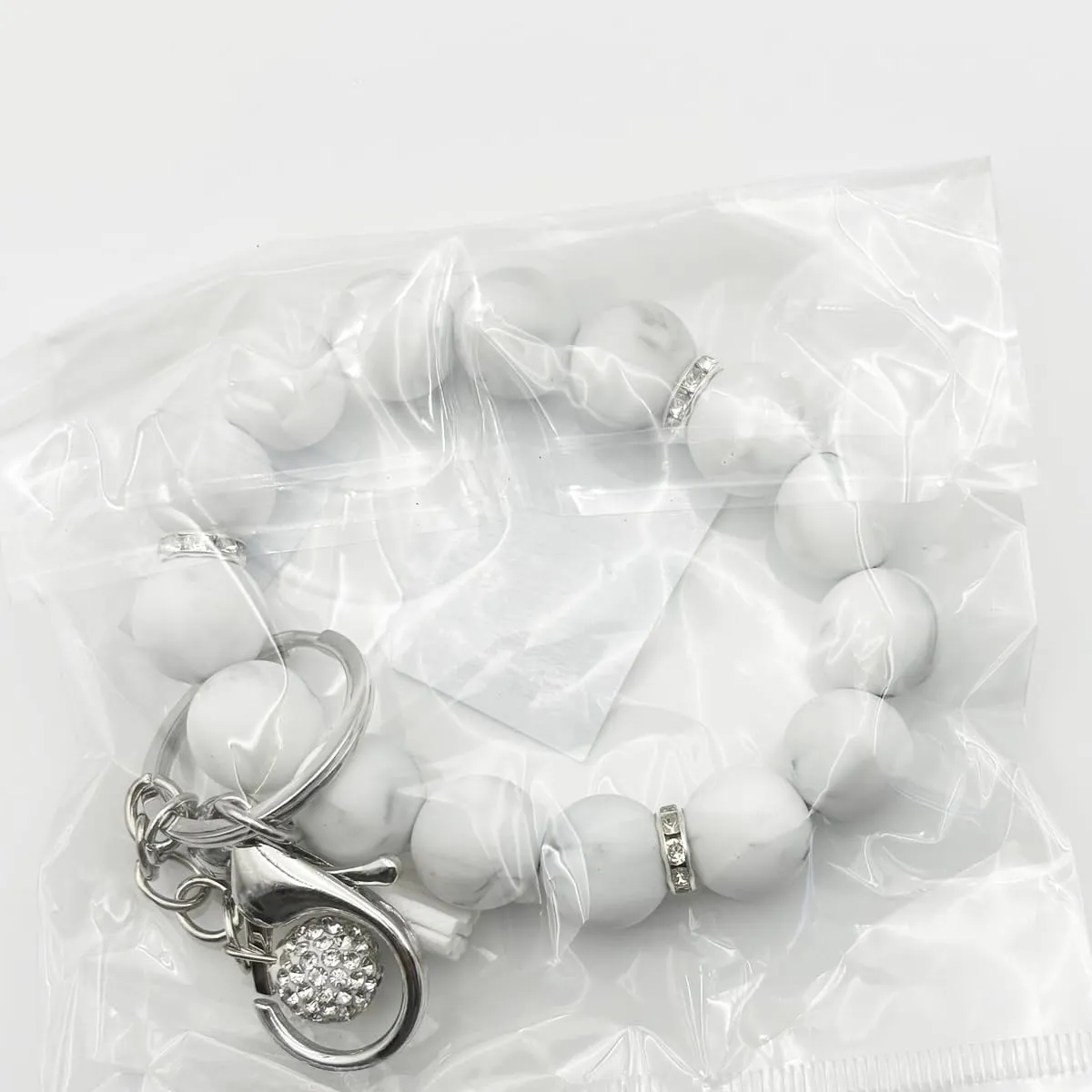 Unpafcxddyig Silicone Bead Keychain Bracelet Women Wristlet Key Ring Bangle Chains with Tassel