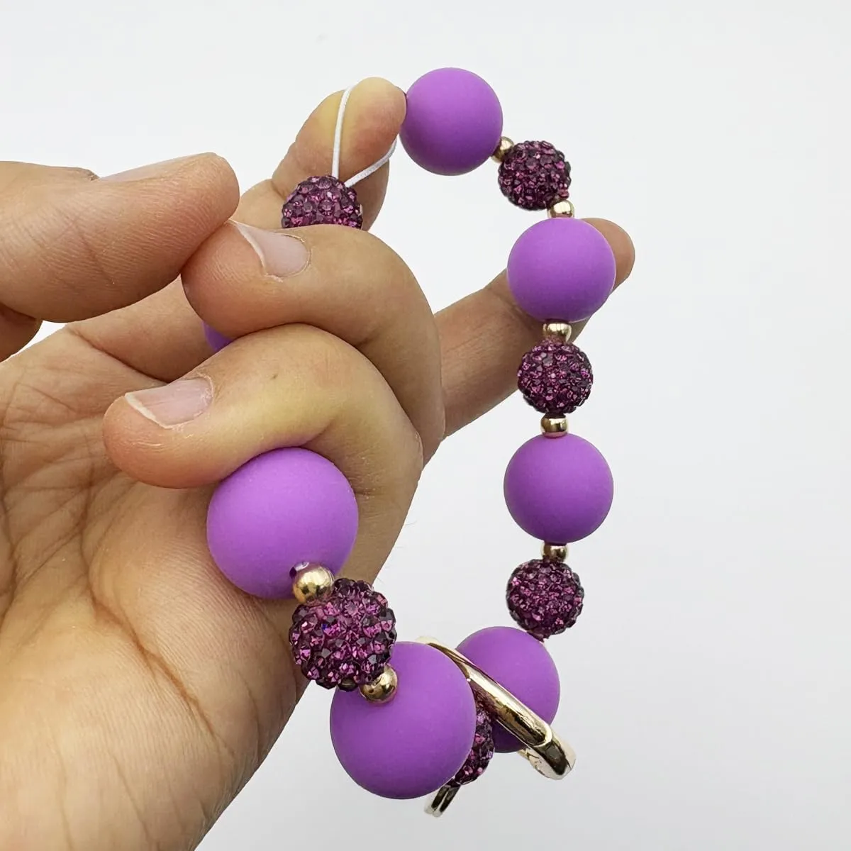 Unpafcxddyig Wristlet Keychain Silicone Bead Keychain Rhinestone Bling Bracelet Women Wristlet Key Ring Bangle Chains