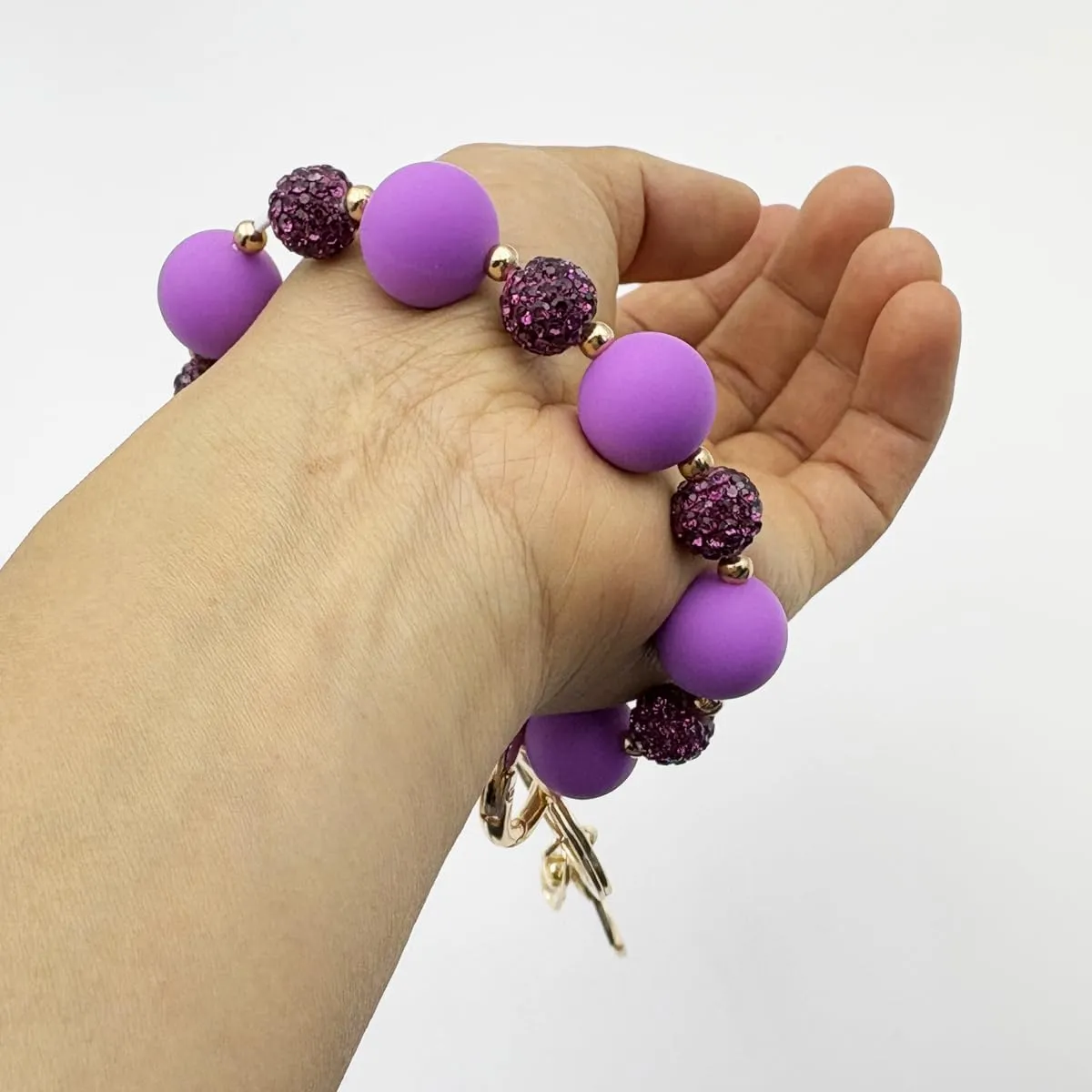 Unpafcxddyig Wristlet Keychain Silicone Bead Keychain Rhinestone Bling Bracelet Women Wristlet Key Ring Bangle Chains