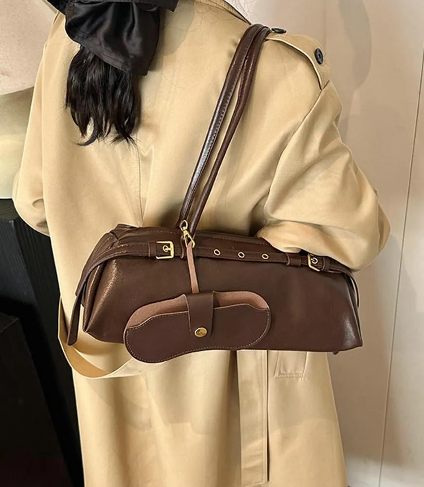 Vegan Leather Shoulder Bag for Women Top Handle Handbag Y2K Punk Large Tote Purse Trendy Underarm Satchels