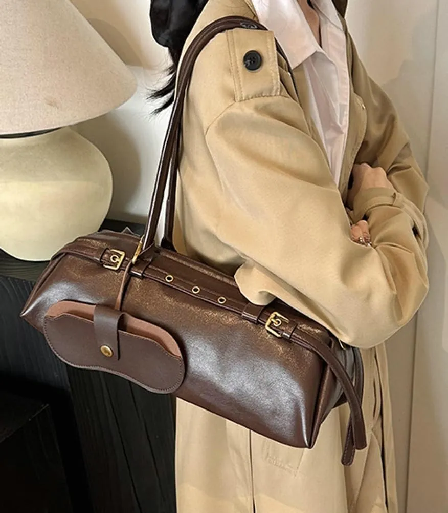 Vegan Leather Shoulder Bag for Women Top Handle Handbag Y2K Punk Large Tote Purse Trendy Underarm Satchels