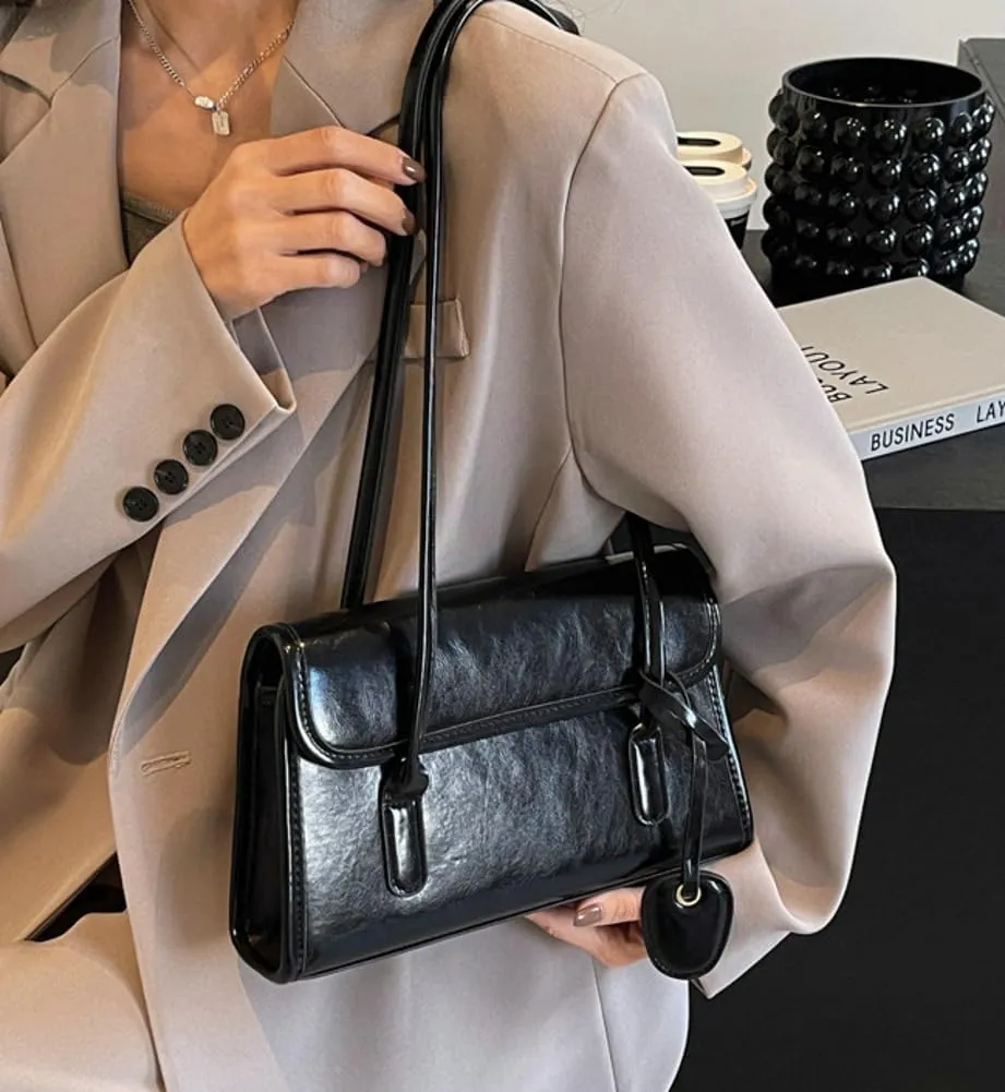 Vegan Leather Shoulder Bag for Women Trendy Y2k Tote Purses Small Handbags Ladies Top Handle Satchels
