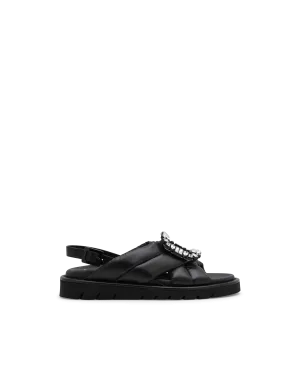Viv Winter Puffy Strass Buckle Sandals