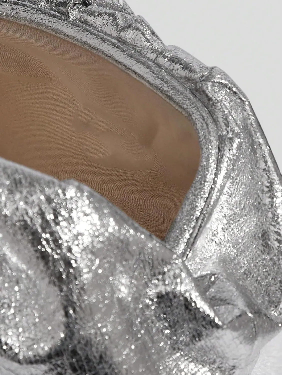 WDIRARA Women's Metallic Ruched Clutch Bag Evening Handbags Party Purses Cocktail Handbags