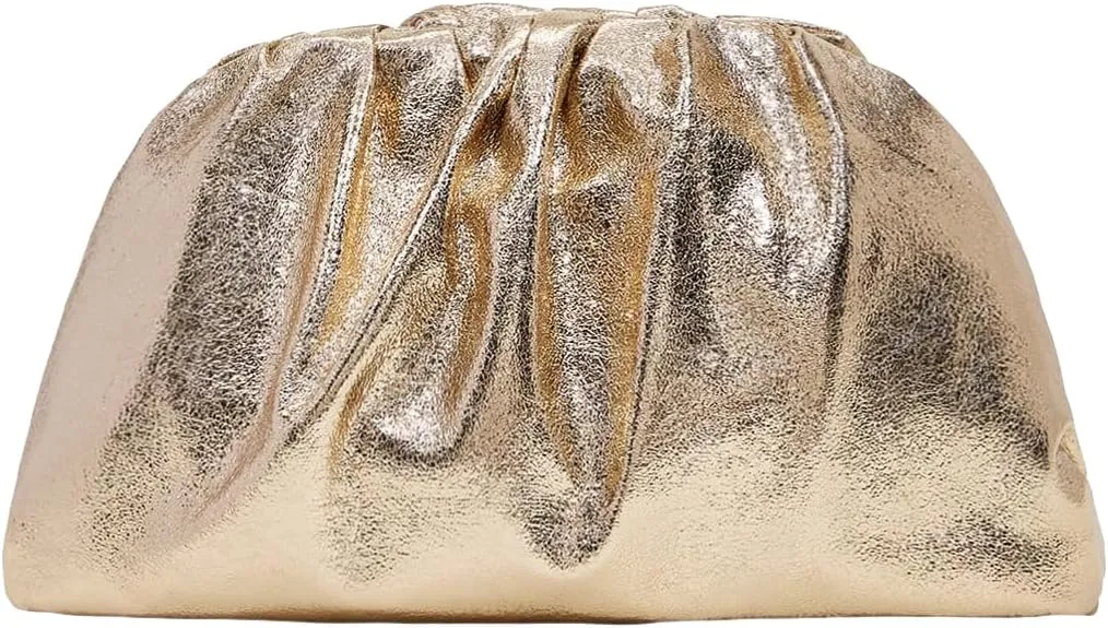 WDIRARA Women's Metallic Ruched Clutch Bag Evening Handbags Party Purses Cocktail Handbags
