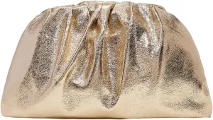 WDIRARA Women's Metallic Ruched Clutch Bag Evening Handbags Party Purses Cocktail Handbags
