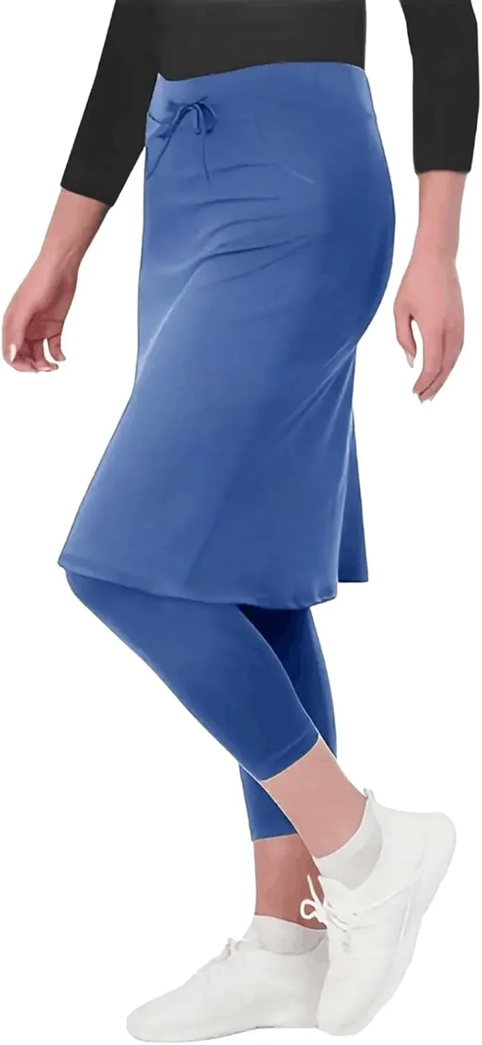 Women Athletic Knee Length Skirts with Leggings,Skorts Leggings&Skirted Capris Swim Skorts for Women Yoga Pockets