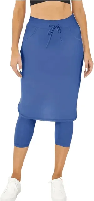 Women Athletic Knee Length Skirts with Leggings,Skorts Leggings&Skirted Capris Swim Skorts for Women Yoga Pockets