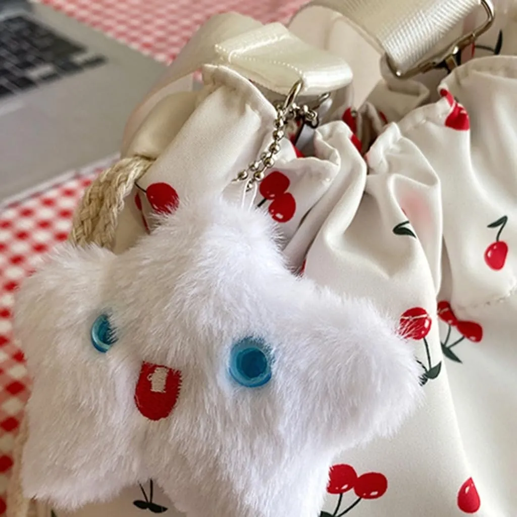 Women Bag Cherries Pattern Shoulder Bag Fashion Bucket Bag Drawstring Crossbody Bag Beach Bag Messengers Bag for Travel
