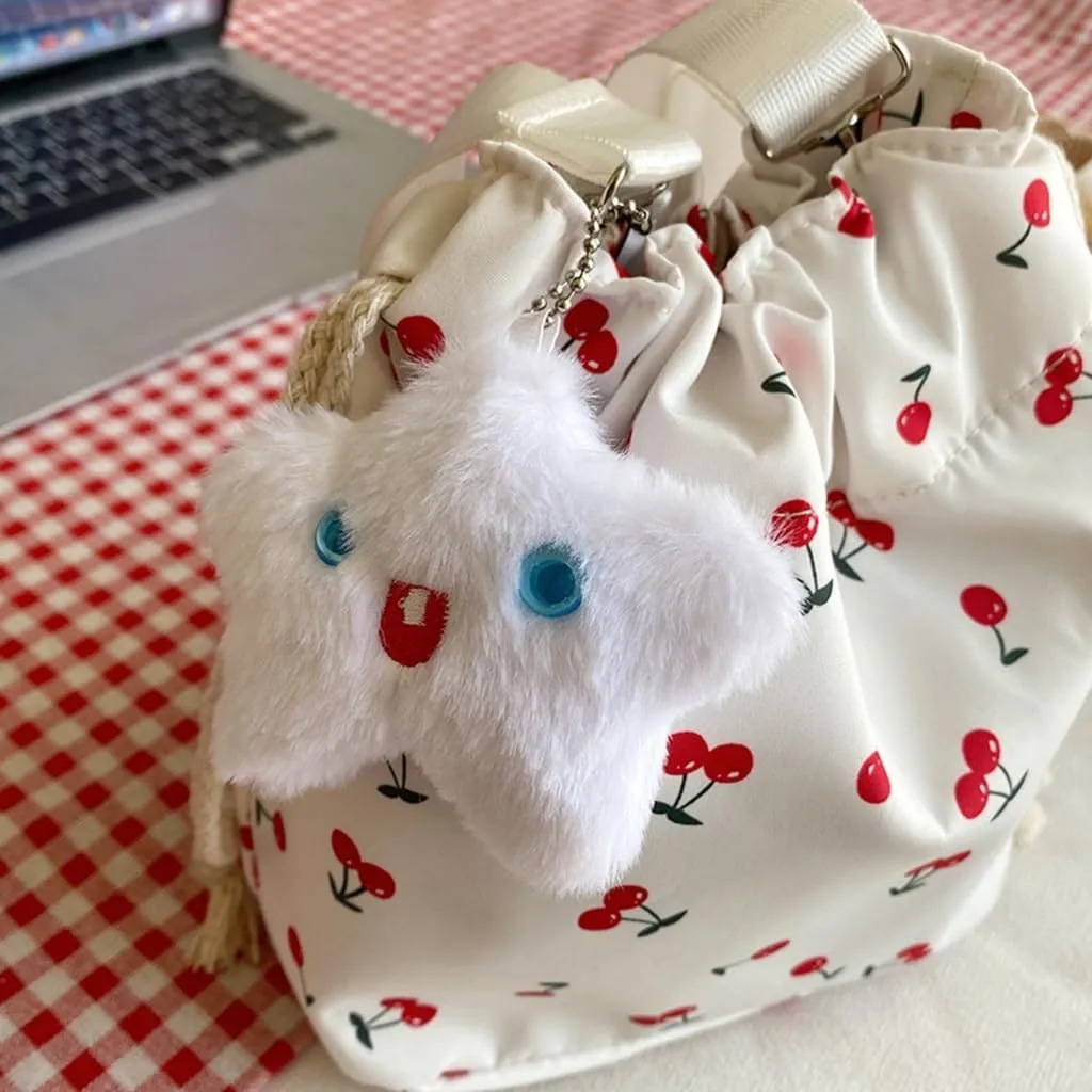 Women Bag Cherries Pattern Shoulder Bag Fashion Bucket Bag Drawstring Crossbody Bag Beach Bag Messengers Bag for Travel