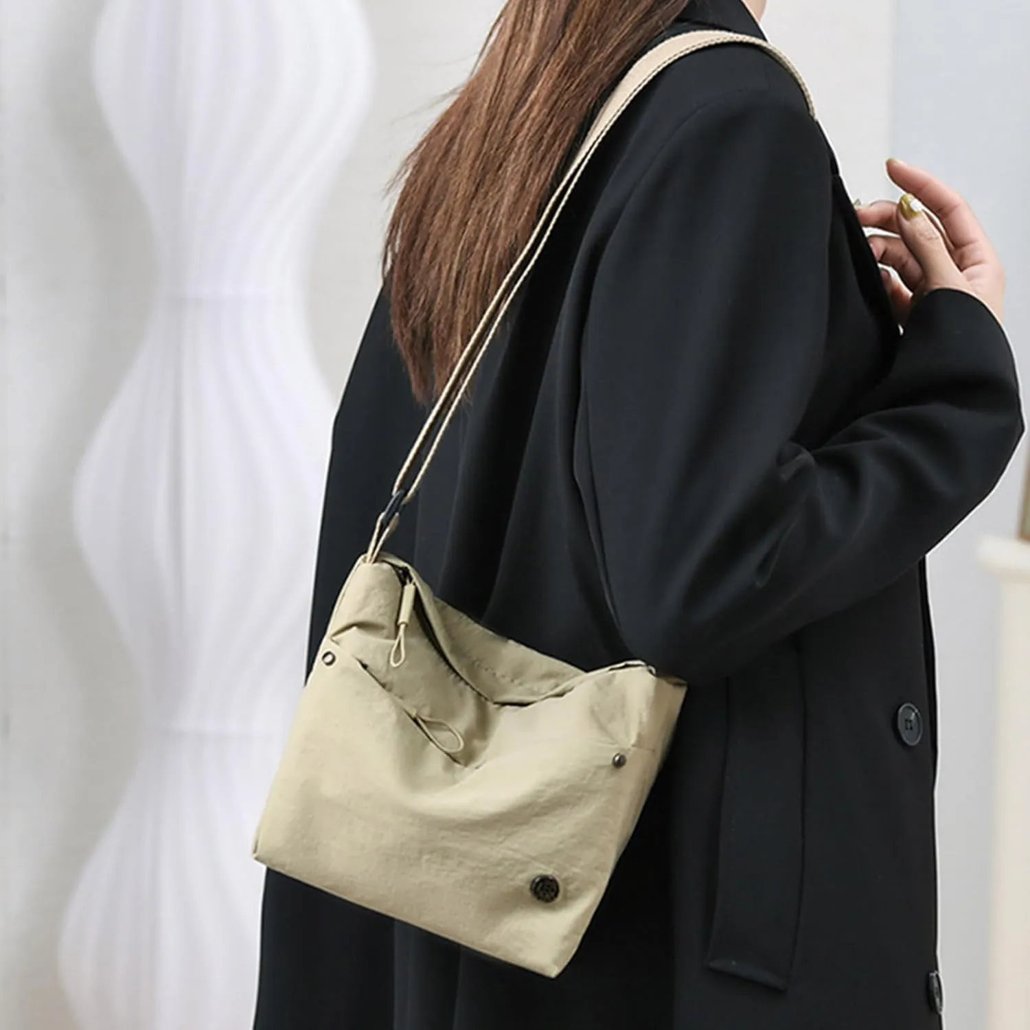 Women Bag Korean Styles Shoulder Bag Stylish Crossbody Bag Solid Color Bucket Bag Trendy Messengers Bag for Everyday