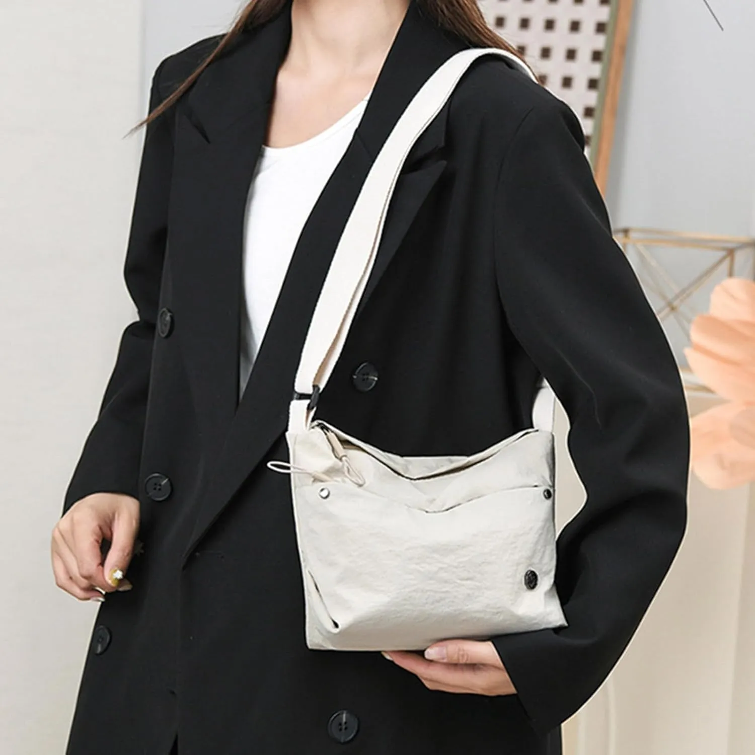 Women Bag Korean Styles Shoulder Bag Stylish Crossbody Bag Solid Color Bucket Bag Trendy Messengers Bag for Everyday