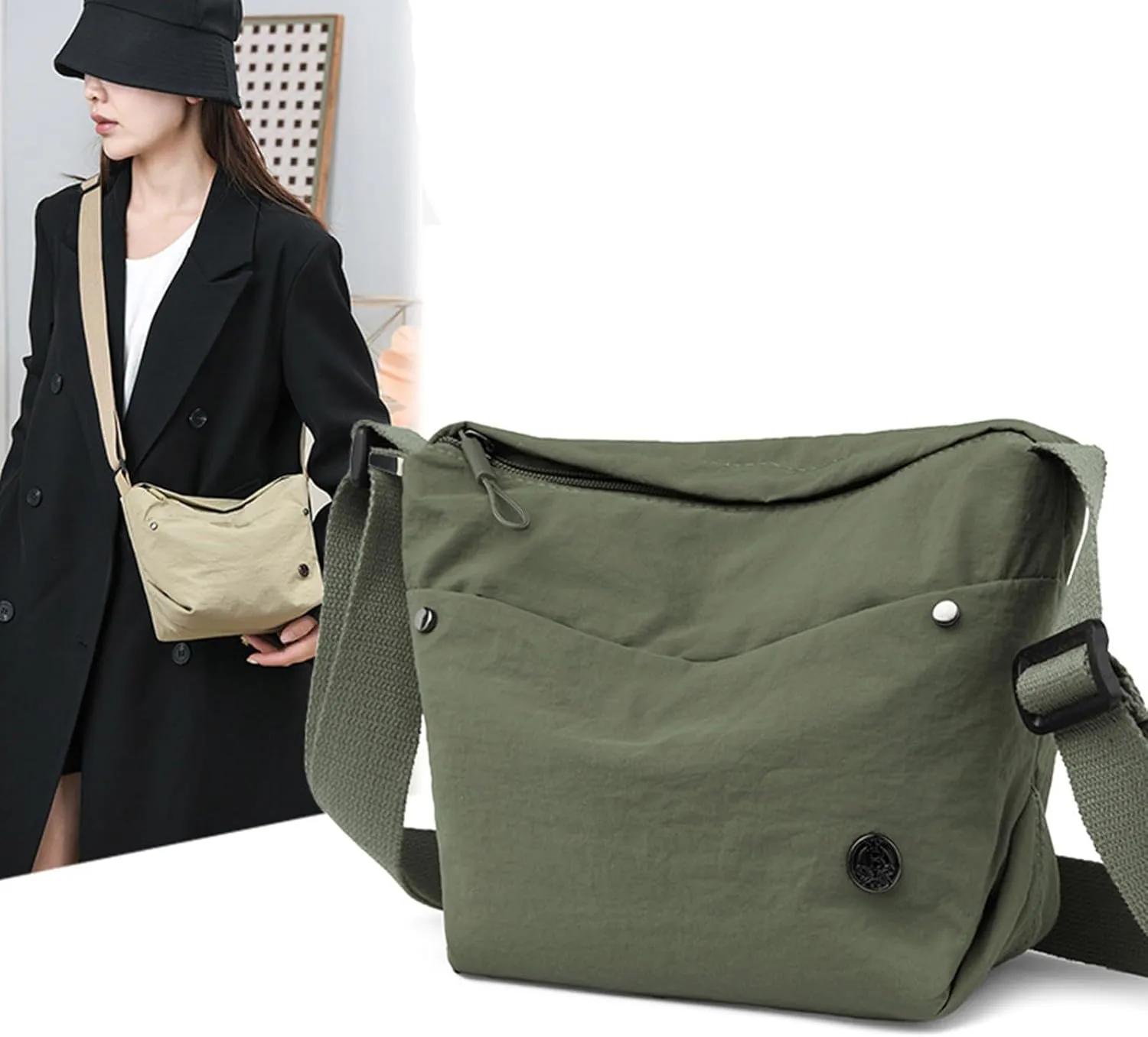 Women Bag Korean Styles Shoulder Bag Stylish Crossbody Bag Solid Color Bucket Bag Trendy Messengers Bag for Everyday