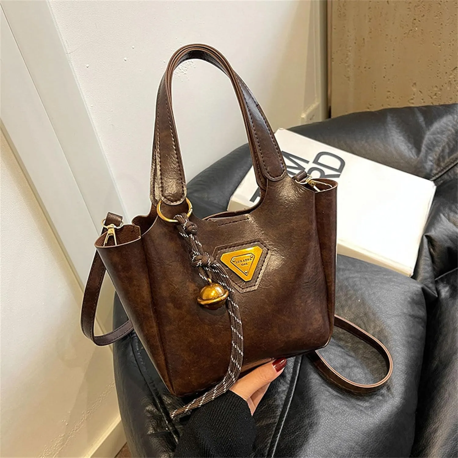 Women Bucket Bag Autumn Winter Shoulder Bag PU Leather Handbag Korean Styles Crossbody Bag Retro Messengers Bag