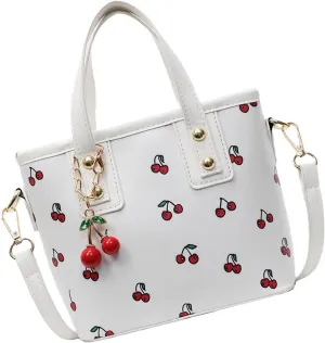 Women Bucket Bag Fruit Shoulder Bag PU Leather Handbag Aesthetic Crossbody Bag Simple Messengers Bag for Daily