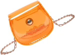 Women Clear Shoulder Bag Chains Crossbody Bag Fashion Saddles Bag Small Messengers Bag Shopping Dating Bag for Daily, Orange, as the pic show