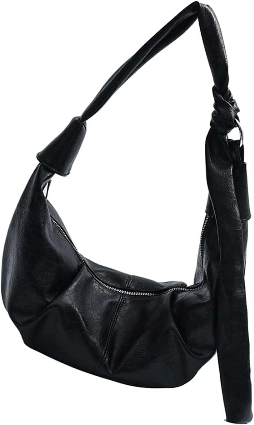 Women Dumplings Bag Large Capacity Shoulder Bag Pleated Crossbody Bag PU Leather Messenger Bag Top Handle Satchel