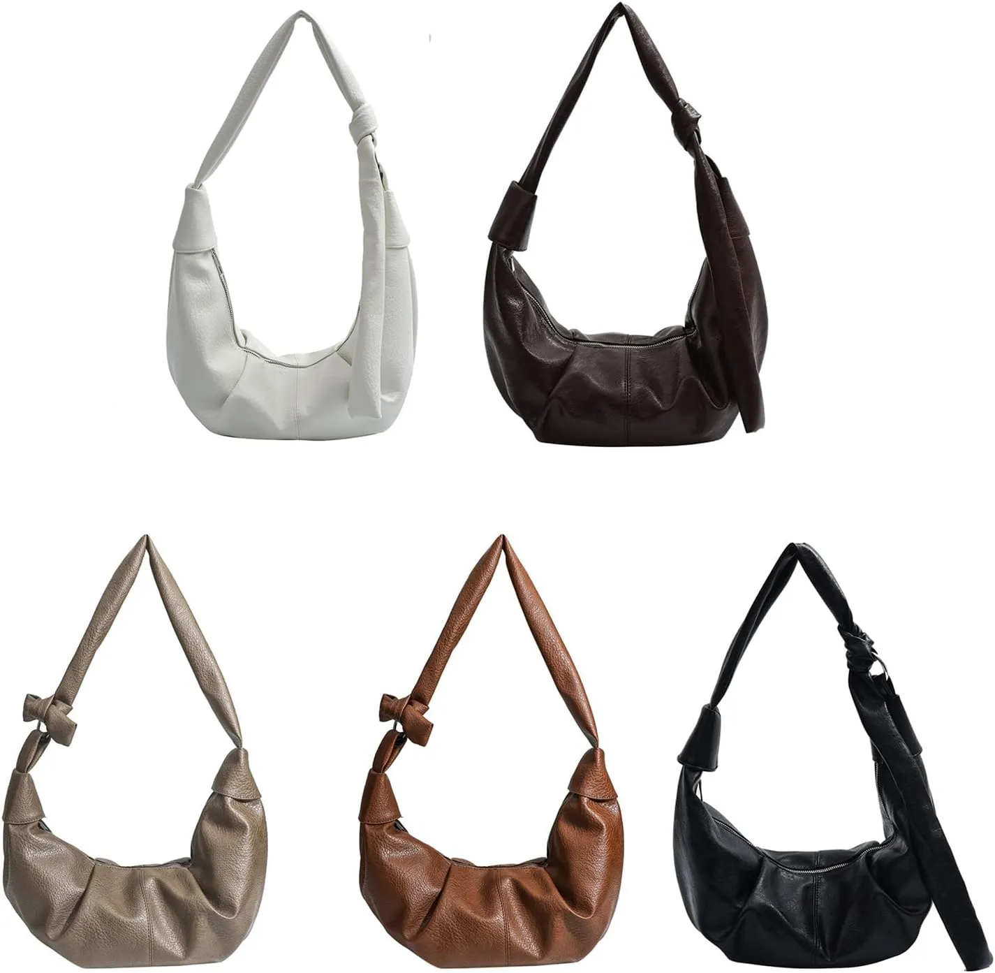 Women Dumplings Bag Large Capacity Shoulder Bag Pleated Crossbody Bag PU Leather Messenger Bag Top Handle Satchel