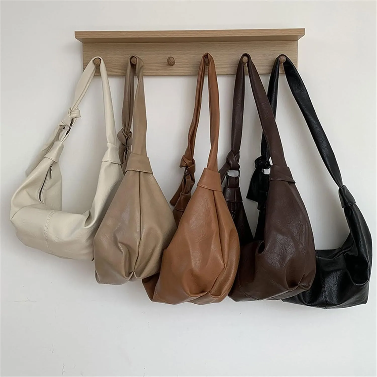 Women Dumplings Bag Large Capacity Shoulder Bag Pleated Crossbody Bag PU Leather Messenger Bag Top Handle Satchel