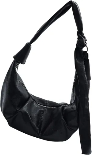 Women Dumplings Bag Large Capacity Shoulder Bag Pleated Crossbody Bag PU Leather Messenger Bag Top Handle Satchel