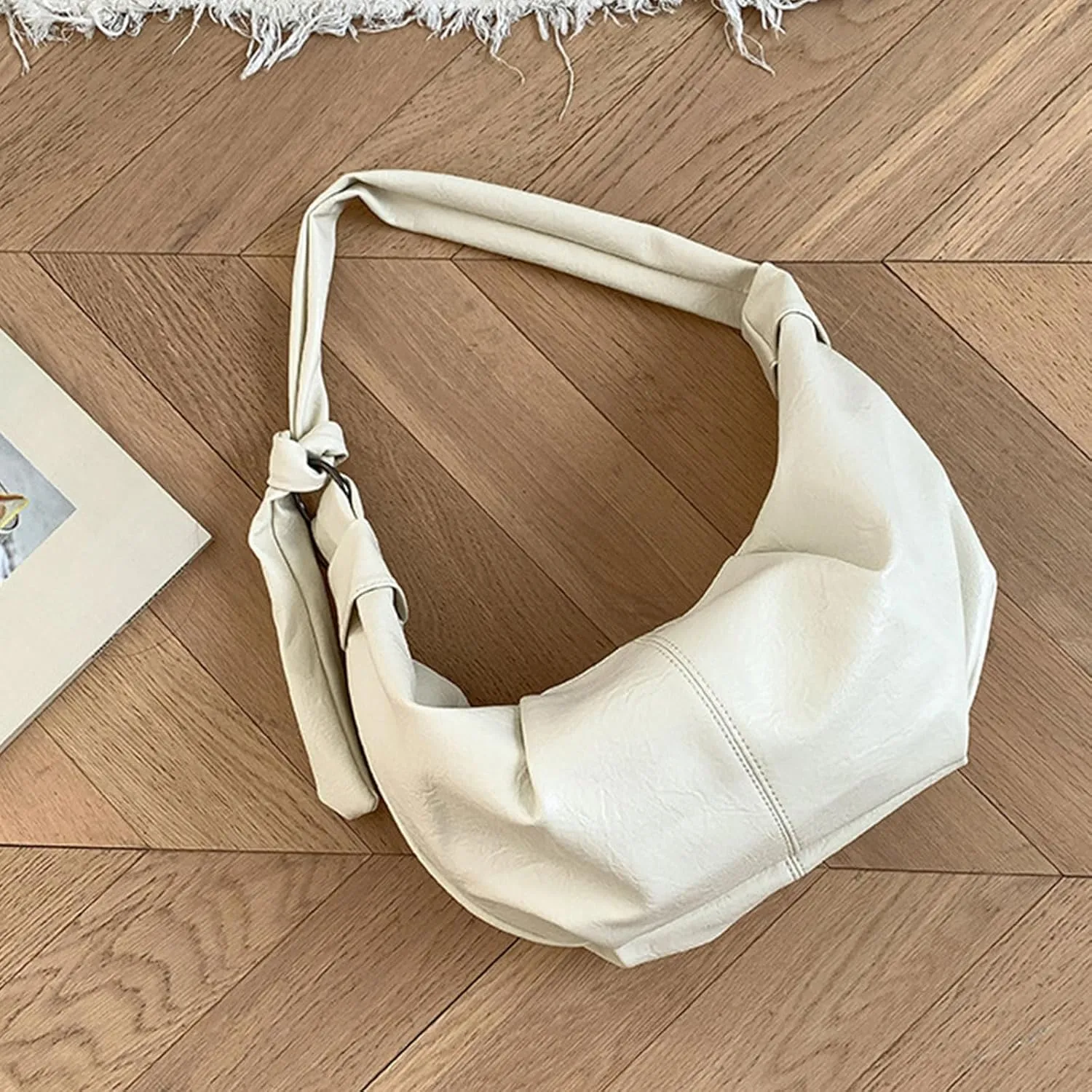 Women Dumplings Bag Large Capacity Shoulder Bag Pleated Crossbody Bag PU Leather Messenger Bag Top Handle Satchel
