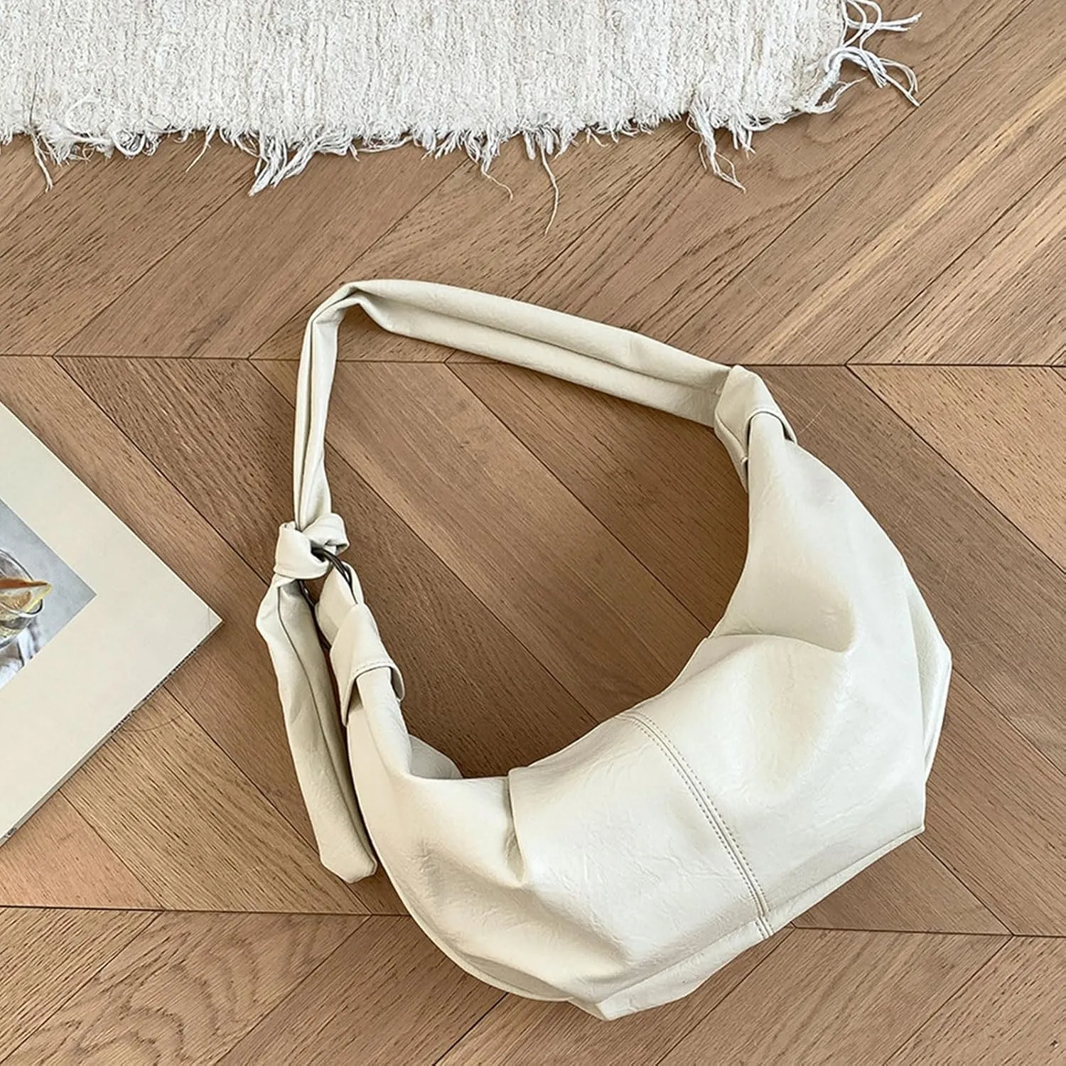 Women Dumplings Bag Large Capacity Shoulder Bag Pleated Crossbody Bag PU Leather Messenger Bag Top Handle Satchel
